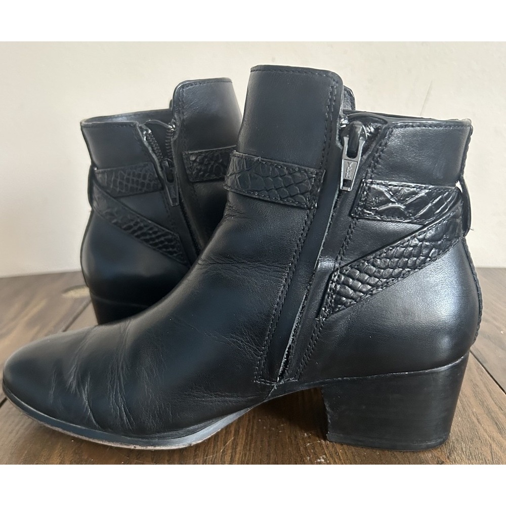 Coach Paulina Womens 7.5B Black Leather Classic Boots Booties Ankle Buckle - Picture 6 of 14